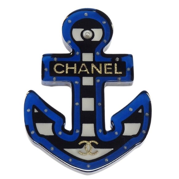 Chanel Brooch Pin Anchor Blue 18P 196456 - Picture 1 of 4